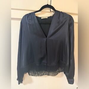 Doen Navy Candace Fringe Blouse